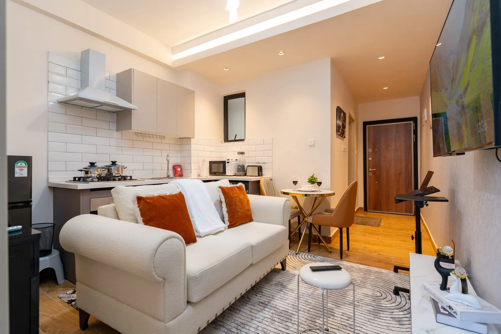Furnished Atlas Abodes apartment living room